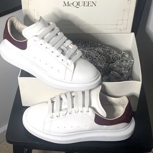 Alexander McQueen White/ burgundy suede